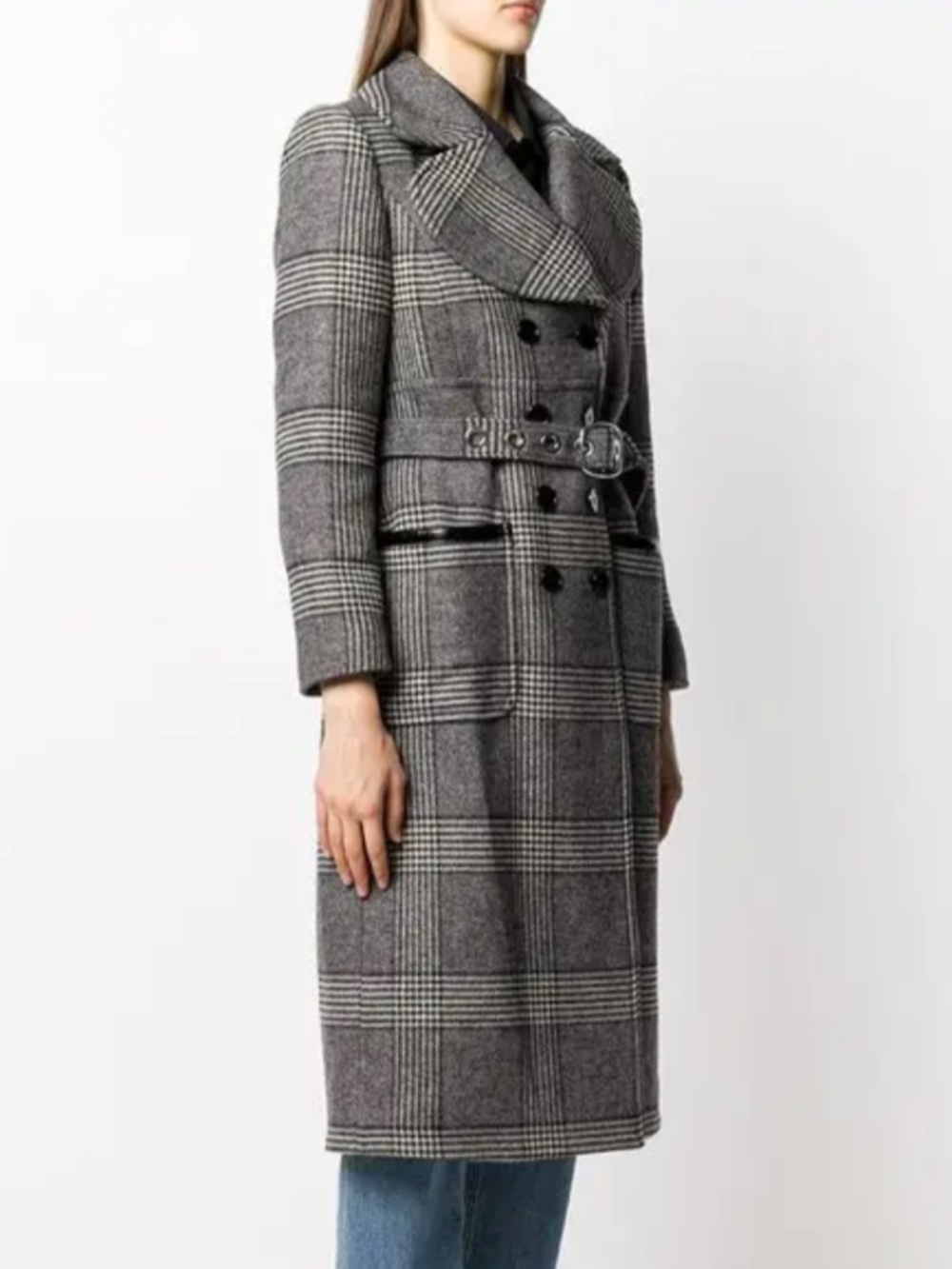 Alexa Chung Grey Checked Coat